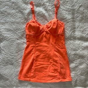 Neon orange bustier tank top